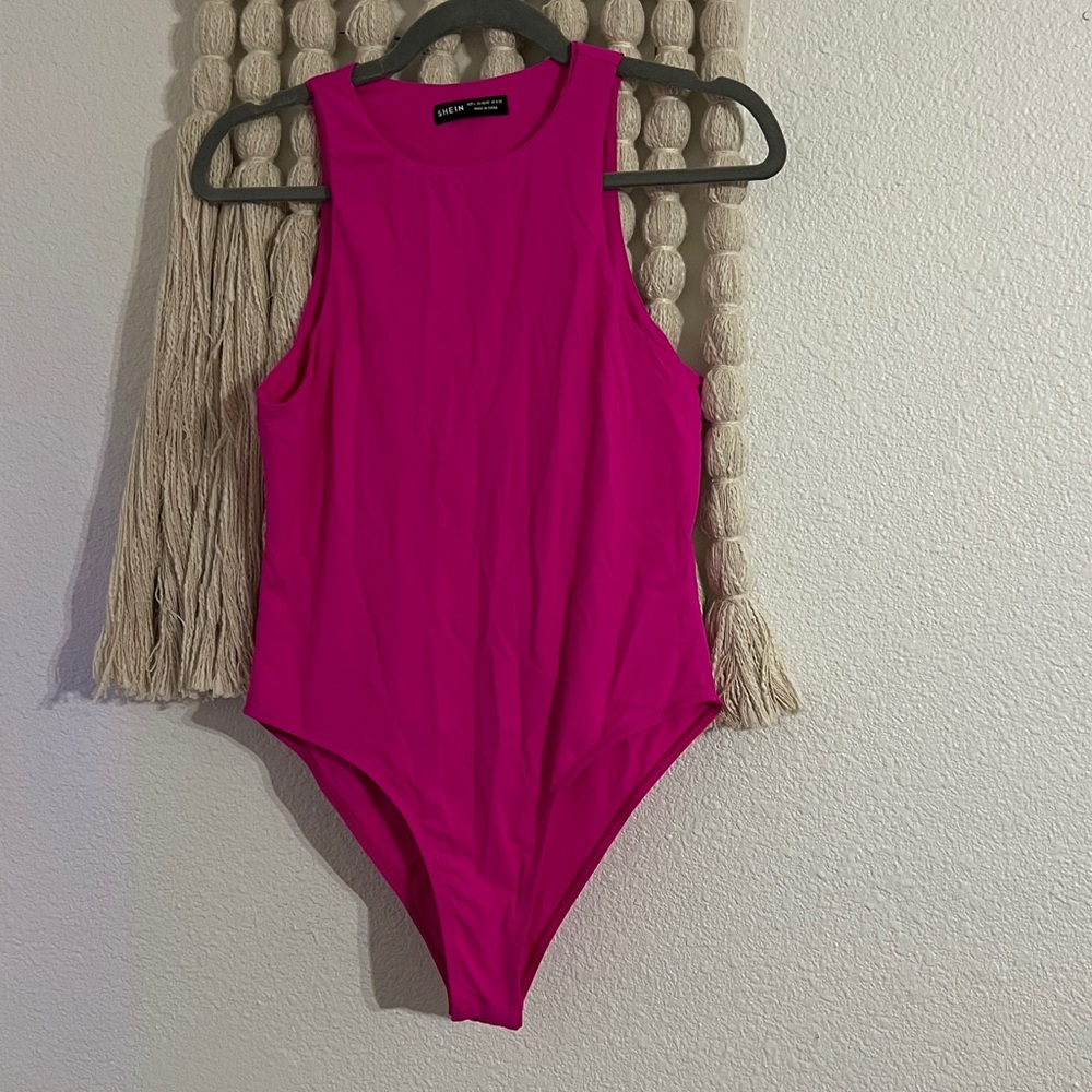 SHEIN Pink Stretchy Lightweight Sleeveless Bodysuit Snap Close